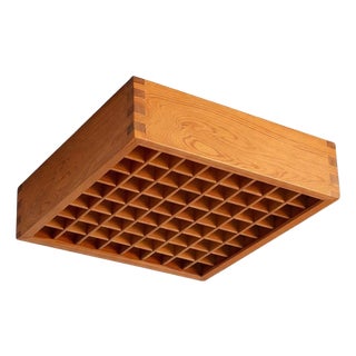 Swedish Square Pine Flush Mount, 1960s For Sale