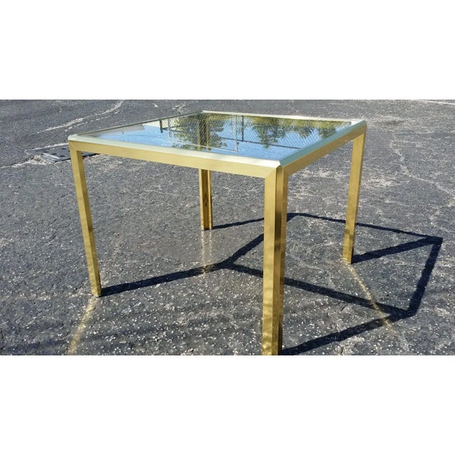 Modern Brass Square Tinted Glass Side End Table in the Manner of Romeo Rega For Sale - Image 3 of 6