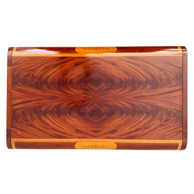 Late 20th Century Late 20th Century Neoclassical Flame Mahogany & Satinwood Inlaid Curule Coffee Table For Sale - Image 5 of 18