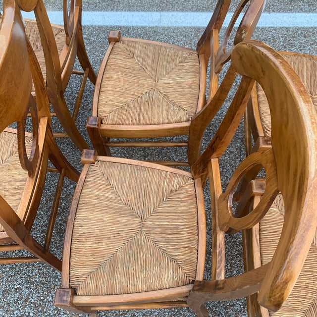 Pottery Barn Natural Wood Finish Rush Seat Chairs Set of 6 Chairish