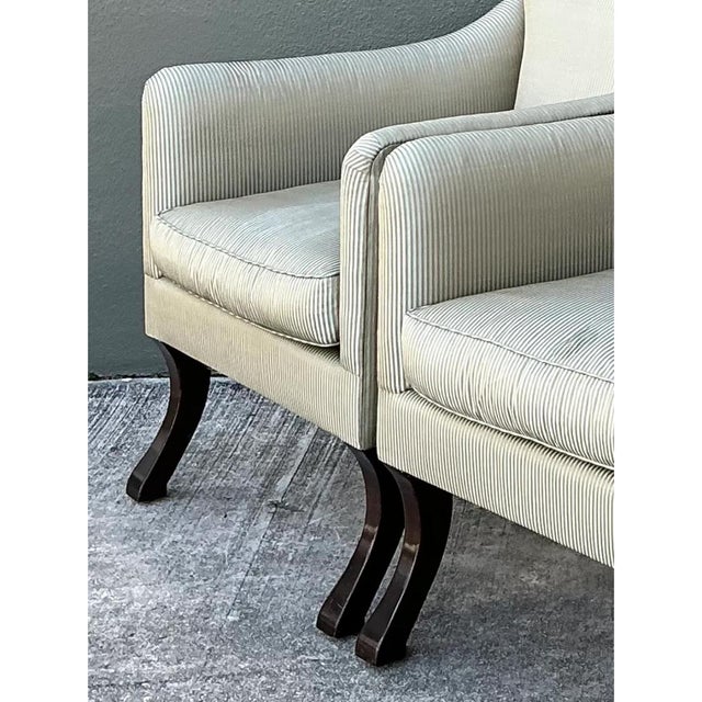 Olive Vintage Rose Tarlow Melrose House “Sabre Leg” Lounge Chairs - A Pair For Sale - Image 8 of 12