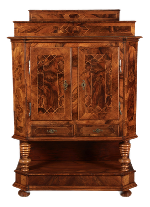 Baroque Walnut Cupboard with Inlay Work, 1750s