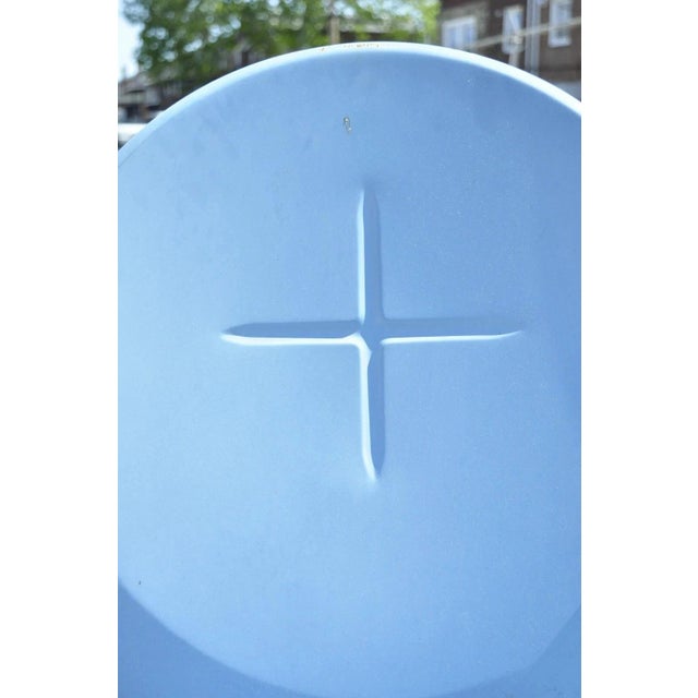 Art Deco Mid 20th Century Art Deco Blue Steel Metal Patio Chair For Sale - Image 3 of 10