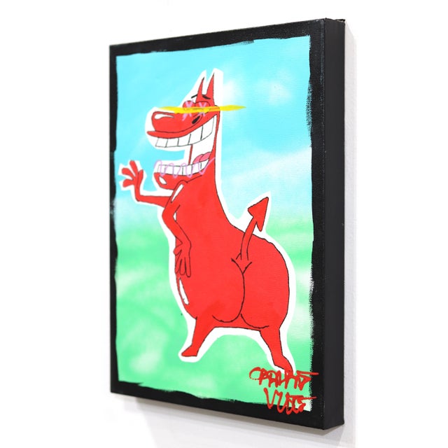 Red Guy - Pop Art Cartoon Character Inspired Acrylic Painting on Canvas Original Artwork by Randy Morales For Sale In Los Angeles - Image 6 of 8