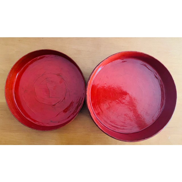 Vintage Burmese Orange Circular Layered Lacquer Box, C. Early 1900’s For Sale - Image 10 of 11