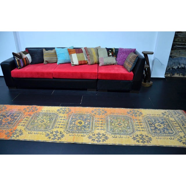 Textile 1960s Vintage Distressed Turkish Handmade Runner For Sale - Image 7 of 11