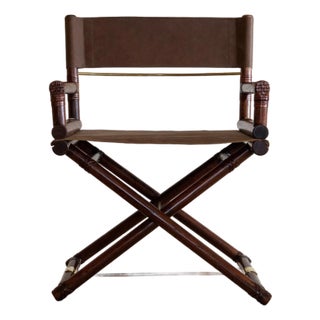 1970's McGuire Director's X-Chair in Leather For Sale