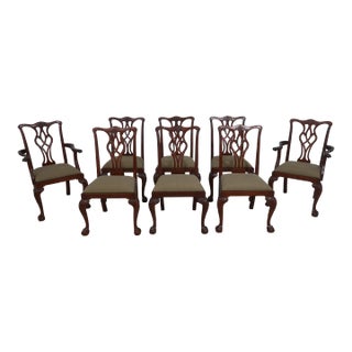 Set of 8 Craftique Ball & Claw Mahogany Dining Room Chairs For Sale