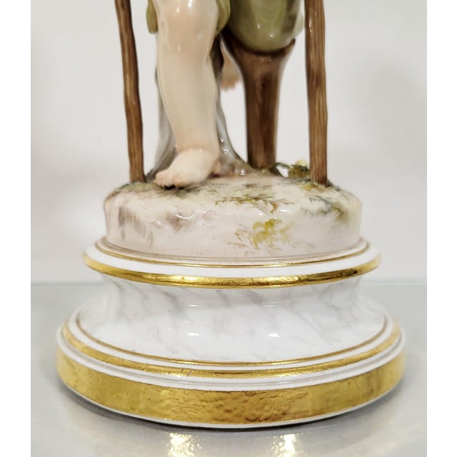 German 19th C Meissen Porcelain Winged Cupid Angel For Sale - Image 13 of 16