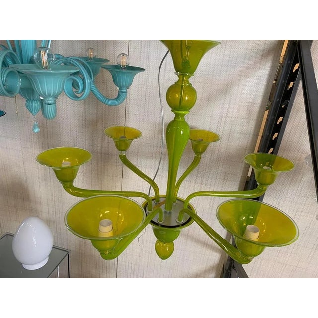 Translucent Apple-Green Murano Style Glass Chandelier from Simoeng For Sale - Image 7 of 11