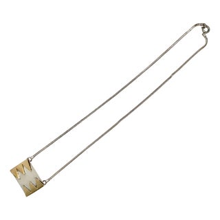 M&j Savitt Modernist Sterling Silver and 14k Gold Pendant Necklace, 1970s-1980s For Sale
