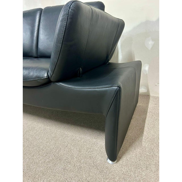 Black Leather 2-Seater Sofa with Adjustable Armrests from Leu Swiss, 2000s For Sale - Image 13 of 14