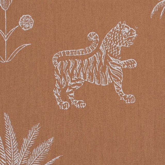 Schumacher Schumacher Tiger Palm Silhouette Outdoor Fabric In Mediterranean Spice For Sale - Image 4 of 5