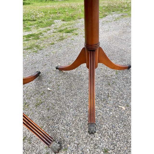 1980s Yew Wood Double Pedestal Duncan Phyfe Style Dining Table For Sale - Image 5 of 8