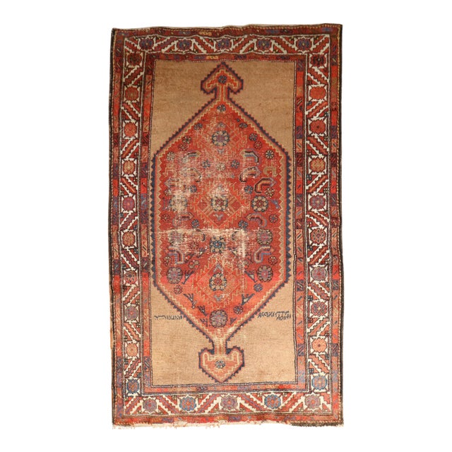 Antique Zabihi Collection Persian Tribal Serab Worn Rug - 4'1" x 6'7" For Sale