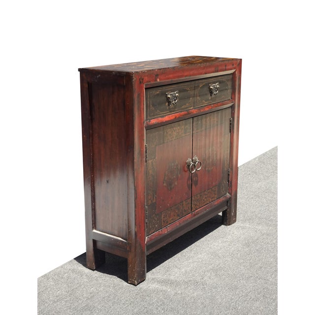 Vintage Hooker Furniture Asian Red Hall Chest ~ Side Table Cabinet For Sale - Image 4 of 17