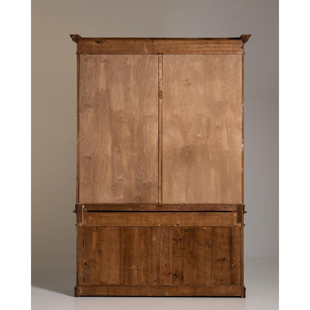 19th Century France Weathered Honey Oak Carved Oak Glazed Bookcase Hutch For Sale - Image 10 of 11