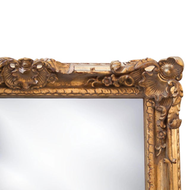 Traditional Neoclassical Empire Style Rectangular Mirror in Hand Carved Giltwood, 1970s For Sale - Image 3 of 6