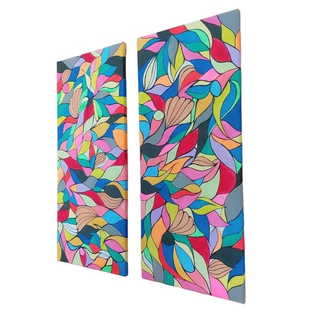 Just the two of US Two abstract paintings what's become One. Multicolored with neon, freestyle Doodle Made by Priscilla...