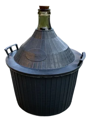 Mid-Century Glass Demijohn in Plastic Basket