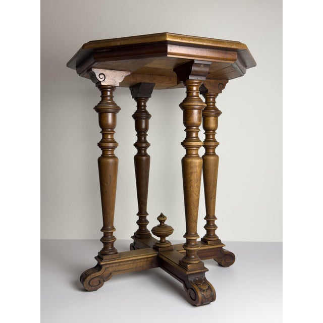 Brown Vintage Wooden Side Table, Italy, 1950s For Sale - Image 8 of 18