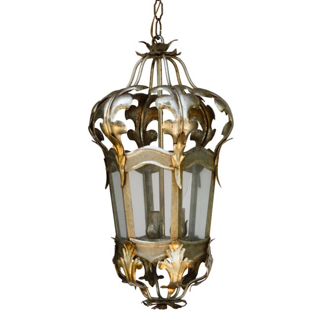 Italian Antique Italian Tole Hanging Lantern For Sale - Image 3 of 8