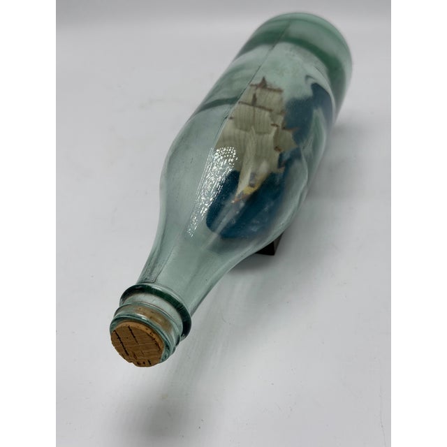 Blue Vintage Ship in a Bottle For Sale - Image 8 of 10