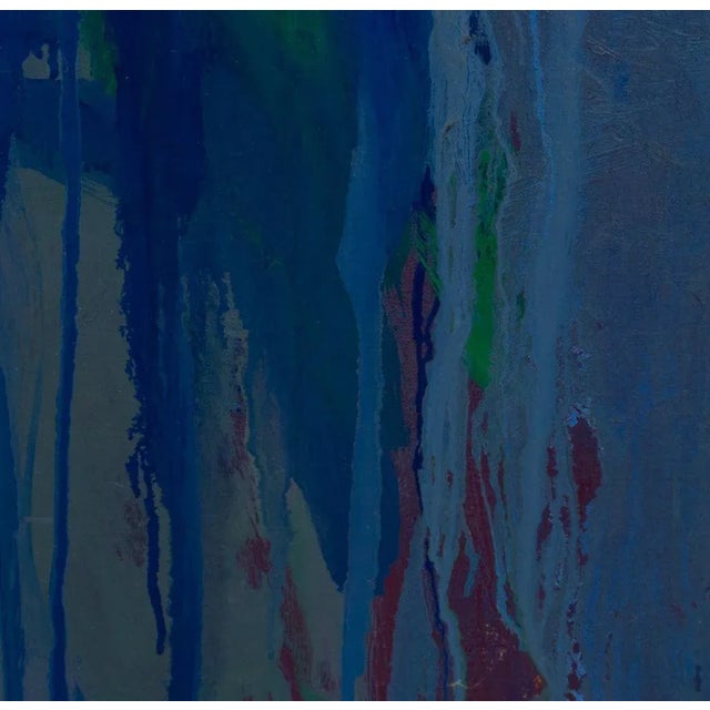 Contemporary Robert O'Meara Abstract Composition in Blue Oil For Sale - Image 3 of 4