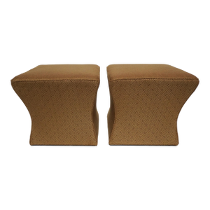 Late 20th Century A Pair of Custom Upholstered Ottomans by Ross