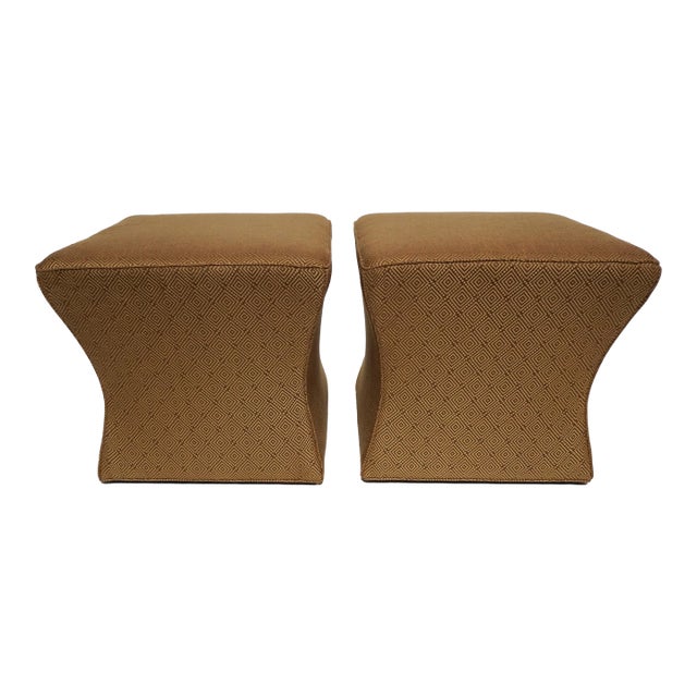 Late 20th Century Pair of Custom Upholstered Ottomans by Ross For Sale