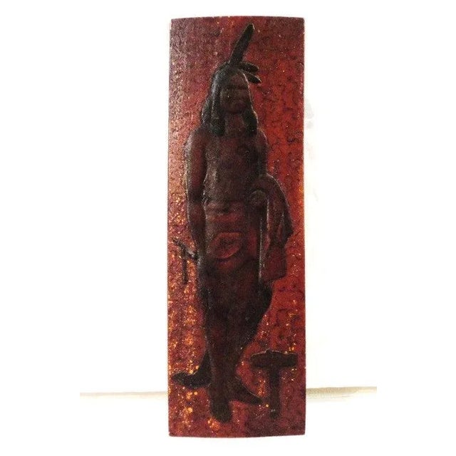 This wonderful original old surface plaque has a great old patina and a hand-carved and painted Indian chief. The Indian...
