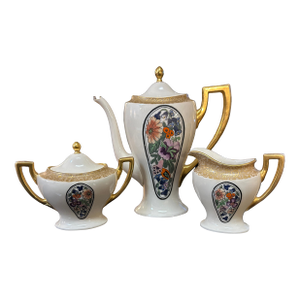 Lenox Belleek, Coffee Pot, Creamer, & Sugar, Artist Signed, 1889-1906