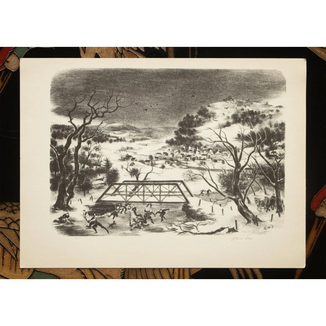 1939 After Doris Lee "Winter in the Catskills", First Edition Period Offset Lithograph For Sale In Dallas - Image 6 of 9