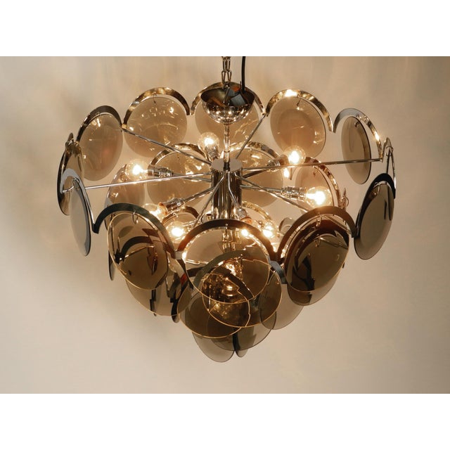 1960s Large Chrome Metal and Glass Disc Ceiling Chandelier, 1960s For Sale - Image 5 of 18