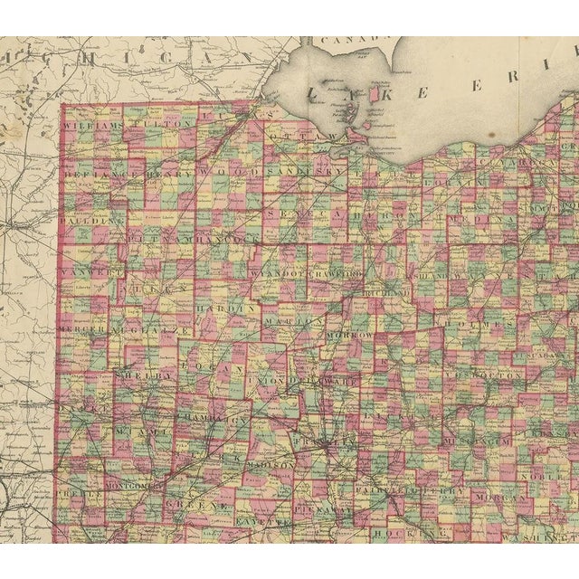Antique Map of the State of Ohio by Titus, 1871 For Sale - Image 3 of 5