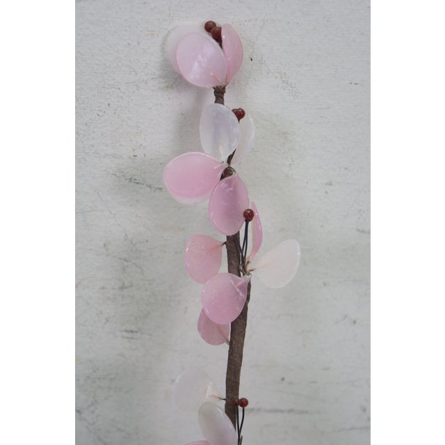 Pink 4 Mid Century Pink Glass Cherry Blossom Flower Arrangement Stems 19" For Sale - Image 8 of 8