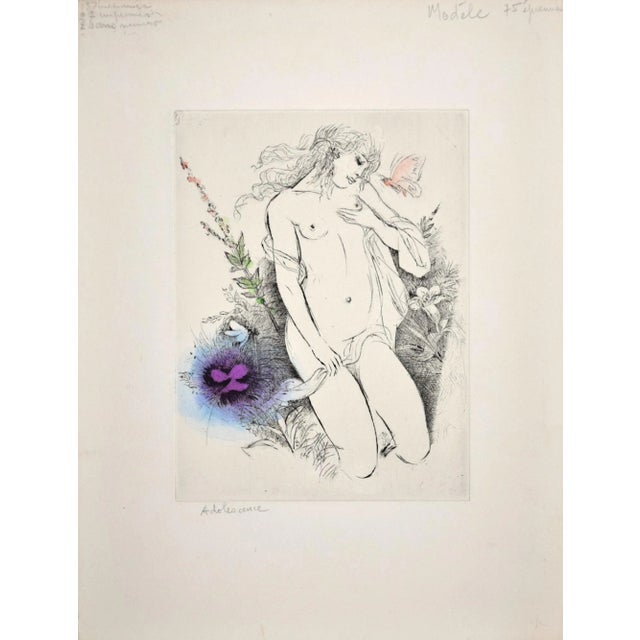 Adolescence - Original Etching ad Drypoint by A. Doré - Late 1900 Late 1900 For Sale