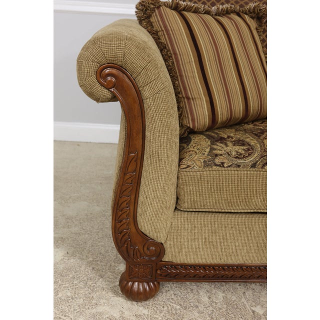 Modern Sleigh Design Modern Upholstered Decorator Loveseat For Sale - Image 3 of 9