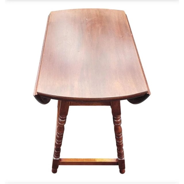 1960s English Mahogany Oval Drop-Leaf Side Table For Sale - Image 5 of 9