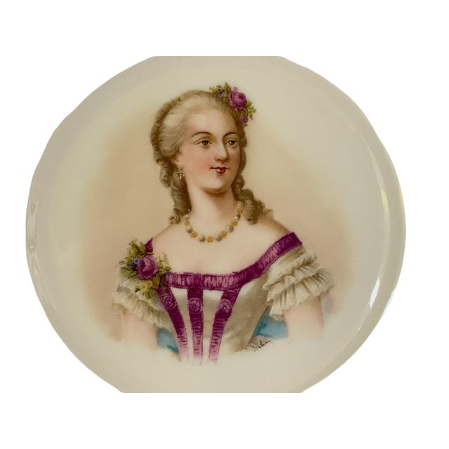 19thC Sèvres Marked Portrait Plate Madame Du Barry Signed Debrie Made in France c.1890-1910 For Sale - Image 9 of 10