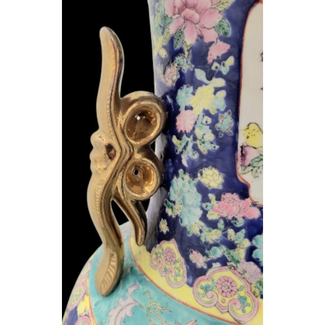 Monumental Palace Sized Porcelain Vintage Chinoiserie Famille Rose Giant Floor Vase Room Decor For Sale - Image 9 of 14