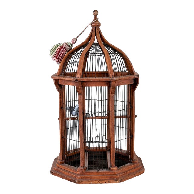 Antique Octagonal Molded Domed Bird Cage For Sale