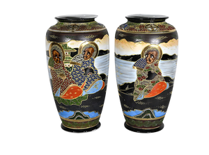 Early 20th Century Japan Porcelain Satsuma Vases, 1890s, Set of 2