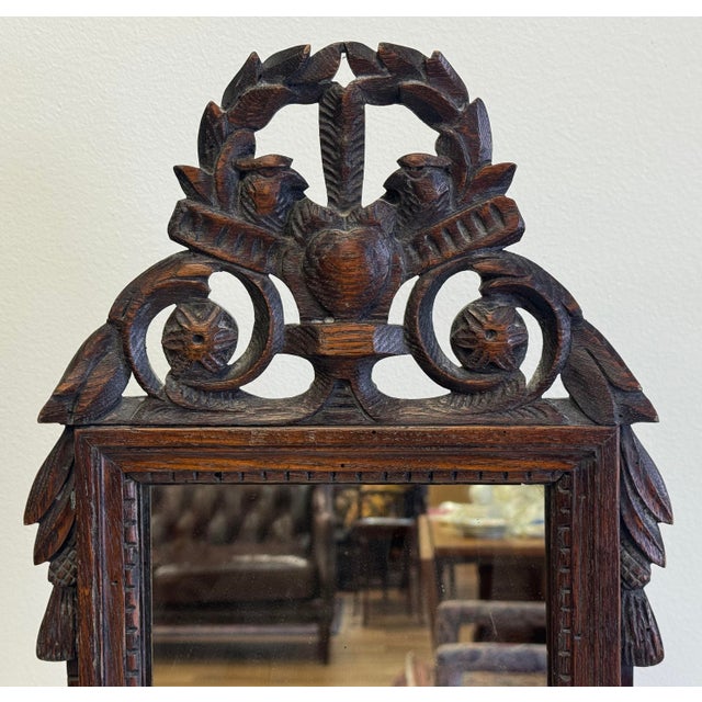 Early 20th Century Antique French Carved Wood Tabletop Courting Mirror For Sale - Image 5 of 9