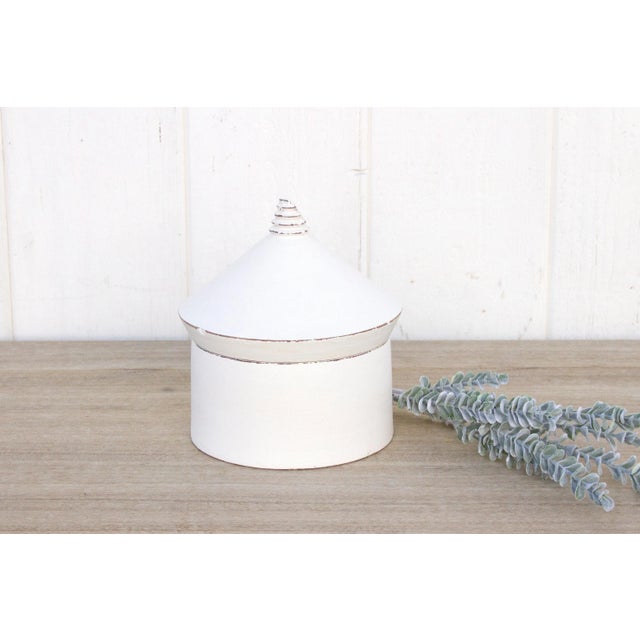 Found in the North west desert of India, this original ceremonial Tikka box has a lovely distressed white painted finish....