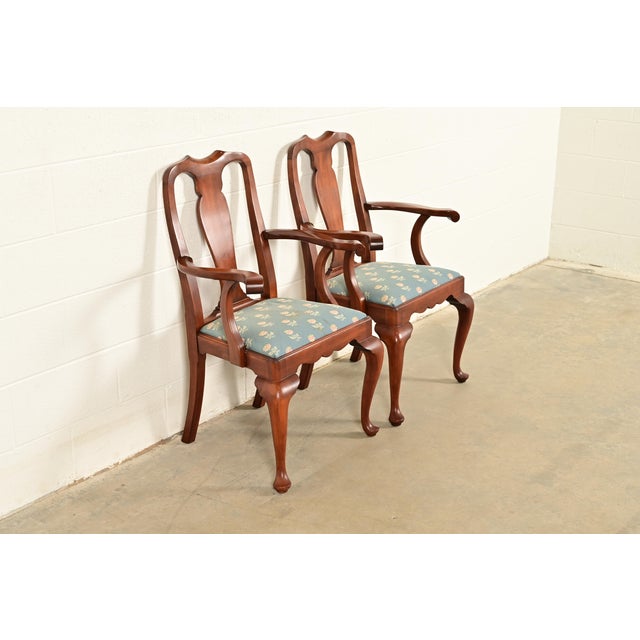 Henkel Harris Henkel Harris Queen Anne Solid Cherry Wood Armchairs, Pair For Sale - Image 4 of 13