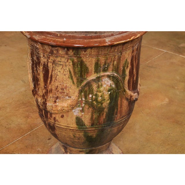 Large French 19th Century Boisset Anduze Jar with Brown, Green Glaze and Swags For Sale - Image 12 of 12