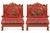 Chinoiserie 1930s Georgian Style Ball & Claw Red Chinoiserie Twin Bed Frames - Pair For Sale - Image 3 of 9