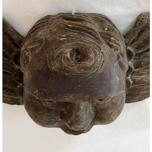 Antique Spanish Colonial Style Immortal Angel Wood Carving For Sale - Image 4 of 6
