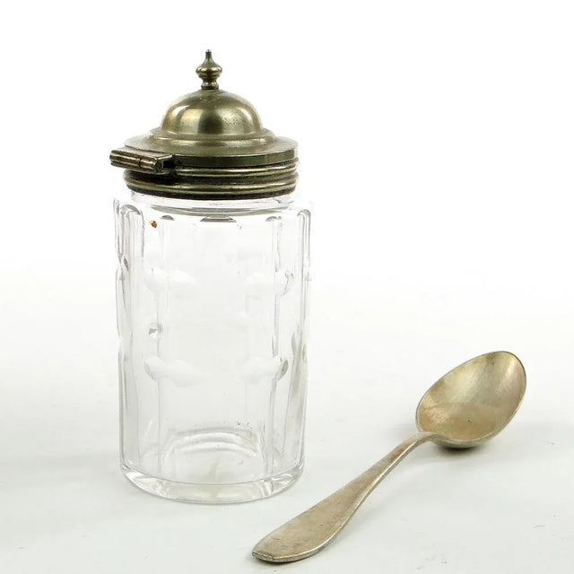1930s German Biedermeier Mustard Container with Spoon, 1930s, Set of 2 For Sale - Image 5 of 11
